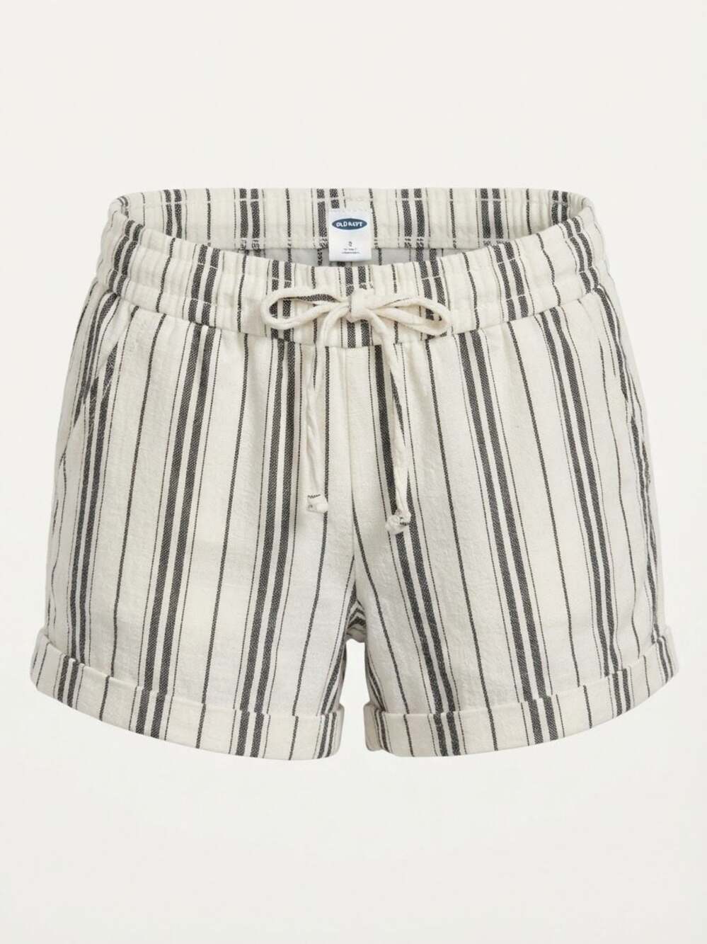Old Navy Women's Striped Linen Blend Drawstring Cuffed Shorts Small
